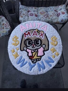 33x32 Personalized Cartoon Character Round Rug - Pink Blue Yellow Accents